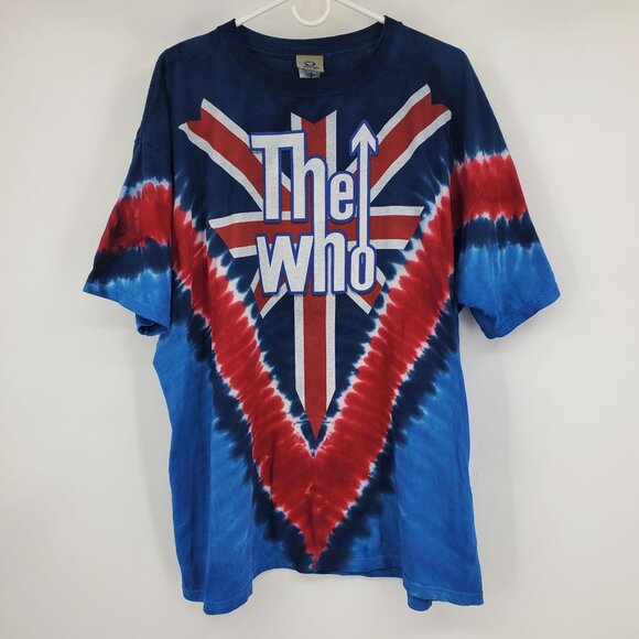Vintage Liquid Blue The Who Long Live Rock Red and Blue Tie Dye Graphic Shirt 2X - Picture 1 of 10